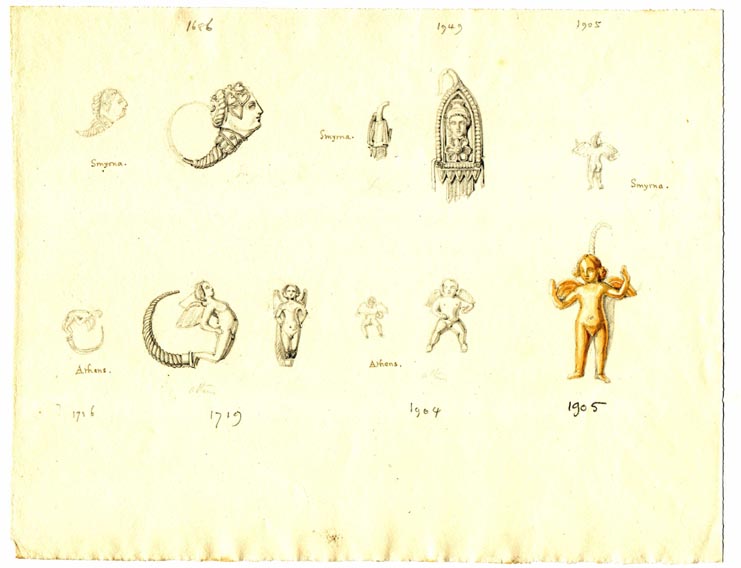 sketches of several pieces of jewellery